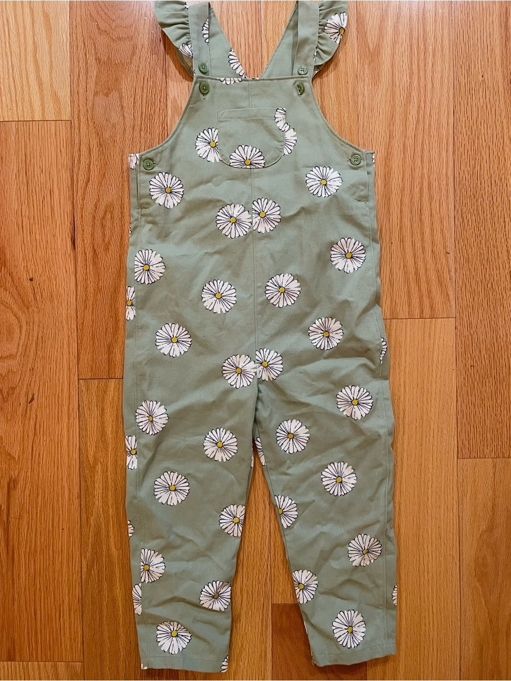 Carter's Sage Green Daisy Print Overalls